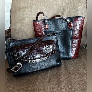 Brighton Alligator Embossed shoulder bag bundle